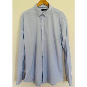 American Tall Men Blue Pinstripe Oskar Cotton Preppy Button Up Shirt XL Semi